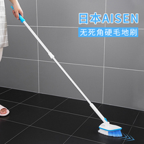 Japanese floor brush Tile bathroom long handle brush Retractable no dead angle Bristle carpet artifact cleaning bathroom brush