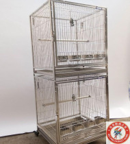  HOKAPET export grade large medium and small parrot stainless steel cage can be superimposed on double-layer breeding cage food basin foot grinding rod