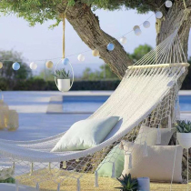 Hammock anti-rollover outdoor park camping double with wooden stick cotton rope braided tassel Hanging chair Swing Bed and breakfast balcony