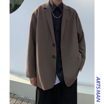 @ Gangzi literary mens autumn suit jacket Hong Kong style Japanese trend loose casual suit British style retro