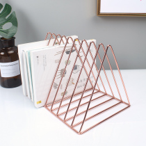 Nordic simple golden triangle newspaper rack magazine rack living room study desktop storage decorations