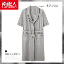South Pole Sleeping Robes Mens Summer Pure Cotton Short Sleeves Slim big code Mens morning robes Home Bathing Suits in the Bathing Suit