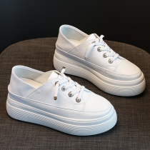 Classic very simple style ~ how to build all good-looking legs low-top lace-up small white shoes thick-soled inner high shoes women