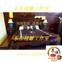 Qiankun bed exquisite carved map Mingtang bat boy bed exquisite carved map Fuman Qiankun big bed engraved map