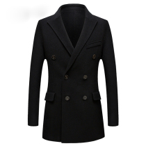 2021 Business casual double-sided cashmere coat mens short double-breasted autumn and winter collars woolen trench coat