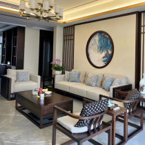 New Chinese Solid Wood Sofa Modern Light Lavish Minimalist Flowers Retro Zen Zen suite Villa Living Room Sofa small family