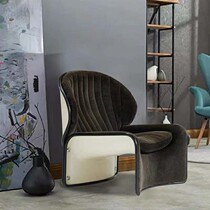 Nordic designer light luxury simple fabric leather single leisure chair Villa model room glass fiber reinforced plastic Lotus chair