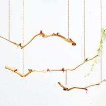 Non-hole homestay wall decoration hanging decoration soft Hotel Villa home living room wall hanging branch bird wall decoration