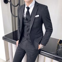 Rich bird casual suit suit male slim three-piece suit groom wedding dress Mens professional formal suit tide