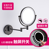 Smart touch screen induction LED with light makeup mirror Bathroom wall mirror Folding telescopic dressing double-sided beauty mirror