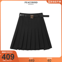 (Mall same model) Taiping bird ladies fashion 2021 Winter new retro Joker pleated skirt