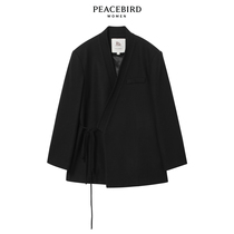 (shopping mall with) Taiping bird ladies fashion 2021 winter new diagonal placket suit coat A1AAB4386