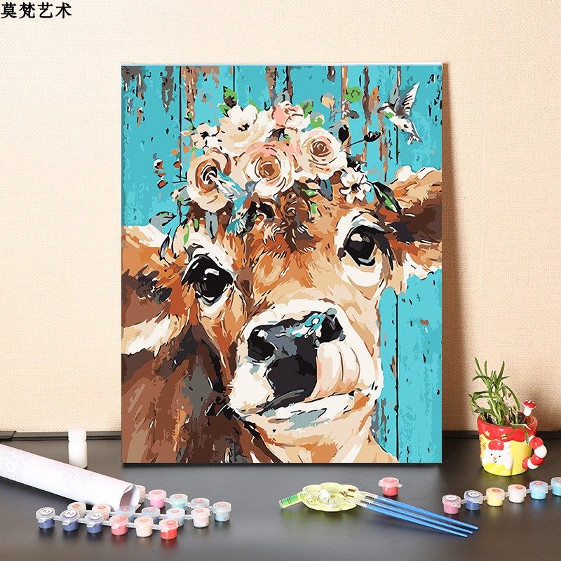 肉質画【牛】油彩画 数字油画牛-数字油画牛促销价格、数字油画牛品牌- 淘宝