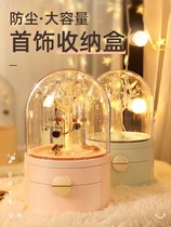 Dust-proof rotating jewelry box earrings display rack earrings storage artifact desktop cosmetics storage box ear ring rack large
