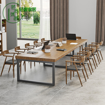 Solid wood conference table long table simple modern desk training reception table negotiation table and chair combination strip Workbench