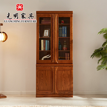 Bright furniture solid wood bookcase North American red oak bookcase with door two bookcase three bookcase four bookcase
