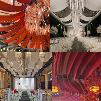Wedding elastic cloth ceiling champagne gauze veil arrangement Korean milk silk pumpkin top Chinese wine red wedding cloth mantle