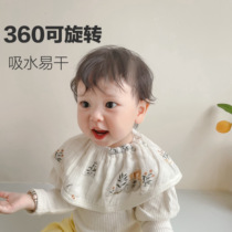 Round Mouth Baby Saliva Towel Newborn Waterproof Tween Breast bib Rotatable Bamboo Cotton Cotton Cloth Male and baby Saliva Towel