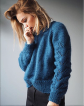 Floating leaf sleeves Chic leaves fresh ribbed pullover Chinese woven illustration text description drawings