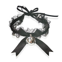 Adult sex underwear accessories Female elastic band lace Silver big bell bow collar ring Cute neck cover