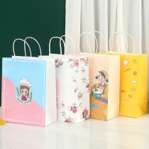 New year gift Kraft paper gift bag takeaway baking paper bag tote bag dessert milk tea drink bag custom