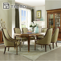  TALMD Tumai furniture solid wood veneer parquet dining table American rectangular dining table design custom household dining chair