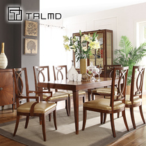  TALMD Tumai furniture solid wood veneer parquet dining table Modern American rectangular dining table dining chair storage side cabinet