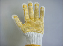  Thickened labor insurance gloves Yellow dot plastic yarn gloves Non-slip yarn gloves Work gloves Labor insurance gloves