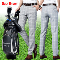 21 Summer thin golf mens pants Plaid casual pants elastic loose straight mens trousers sports ball pants