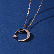 Mavis 18K gold diamond necklace star moon diamond pendant women rose gold choker pendant