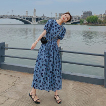 MAJE KARA French retro niche dress Female summer light cooked style design printed waist thin skirt