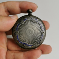 Old pocket watch has a pocket watch silver burned blue shell antique watch collection antiques nostalgia folk Miscellaneous old objects