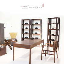 Zen desk bookshelf combination solid wood modern minimalist designer office desk new Chinese study customization
