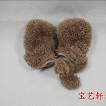 Foreign trade original single new cotton wool winter warm anti-scratch baby gloves winter warm cute baby neck gloves