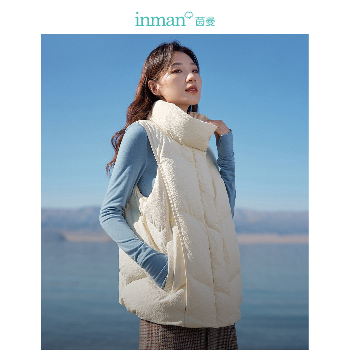 Inman キルティングダウンジャケットベスト女性のための 2023 冬の新しいファッショナブルなアウターウェア軽くて暖かいショートベストジャケット