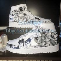  1314 hand-painted shoes aj1 pure white comic dragon ball Felisa black and white style graffiti DIY customization