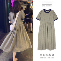 Japanese pregnant women summer dress new fashion foreign style thin short sleeve long skirt loose thin size maternity dress