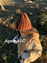 An agate hill Korean thick needle wool cap Korean leisure autumn and winter warm Joker warm ear protection knitting