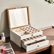 Japanese jewelry box storage box high-grade handwear gift earrings necklace wooden drawer type with lock solid wood jewelry box