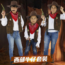 Halloween cosplay party costumes Adult children men and women Western Cowboy family parent-child costume performance costumes