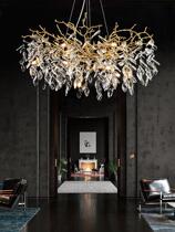 ? Art fan light luxury crystal chandelier all copper branches luxury atmospheric living room dining room bedroom French simple