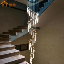 Rotating stair chandelier compound building living room large chandelier stair chandelier crystal column Villa Hall hollow chandelier