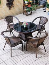 Outdoor table and chair Garden garden Outdoor leisure coffee table Open-air balcony Three or five sets of rattan woven small table combination rattan chair