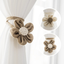 Curtain flower tied rope A pair of storage rope Curtain accessories woven pastoral wind linen curtain buckle cute decoration