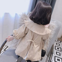 Girls  windbreaker Spring and autumn medium and long small baby new coat Autumn Foreign style net Red childrens clothing Childrens autumn top