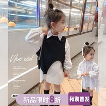 Girls  autumn 2021 new parent-child shirt long sleeve childrens vest vest baby foreign style base shirt