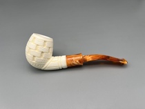 Turkish master F YAVUZ Fernan Yavuz new carved flower basket meerschaum pipe K242