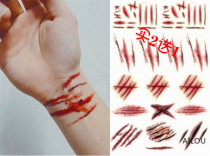 Halloween Tattoo Sticker Cut Wrist Simulation Horror Bleeding Fake Wound Suture Scar Sticker Scar Scar Bar