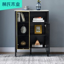 Lins wood entrance cabinet Light luxury style hall cabinet Living room partition cabinet solid wood feet modern marble wine cabinet EI2O
