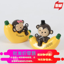 Banana Monkey Crown Monkey Male Monkey Female Monkey Child Cake Cute Monkey Cake Baking Pendulum